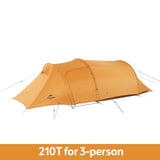 Naturehike Ultralight Opalus Tunnel Tent for 2~4 Persons 20D/210T Fabric Camping Tent  with Free Footprint NH17L001-L