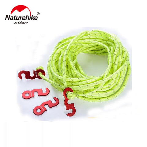 Naturehike Quick Knot Tent Wind Rope Buckle 3 hole Antislip Camping Hiking Tightening Hook Wind Rope Buckles With 12M Rope